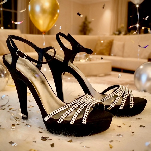 Caparros Black Evening Platform Sandals - Picture 2 of 11